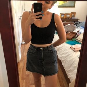 Free People Black denim skirt